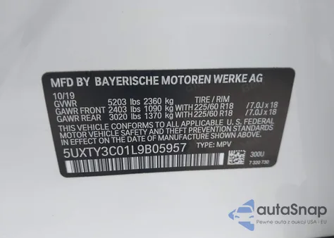 2020 BMW X3 Sdrive30I from USA, damaged, VIN 5UXTY3C01L9B05957